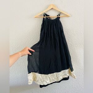 Vintage Maggie London Silk Black High Neck Mini Swing Dress